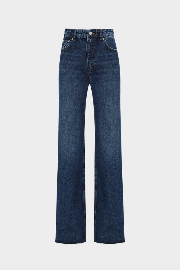High Waist Wide Leg Snow Wash Wide Leg Seamless Jeans