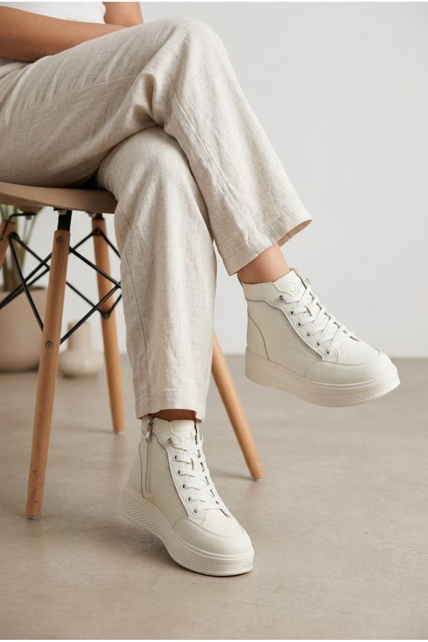 Women's Double Zipper Lace-Up Sneaker Boots Flat Thick Sole Comfortable Ankle Length Sports Shoes Casual Sneaker