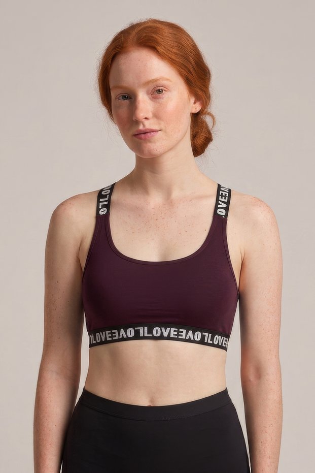 Purple Love Elastic Cross Strap Sports Bra