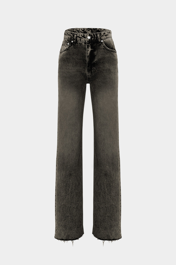 High Waist Wide Leg Snow Wash Wide Leg Seamless Jeans