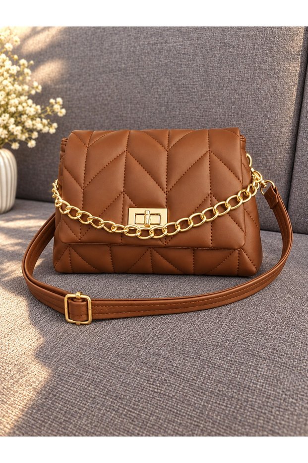 Women's Brown 2-Compartment Shoulder Bag
