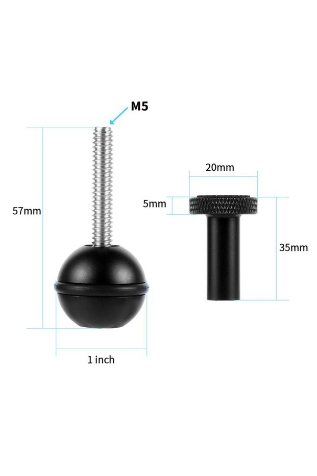 Diving & Snorkeling 1piece M5 adapter 1inch Ball Head Adapter 1/4" M5 Screw Fixed Mount Underwater D