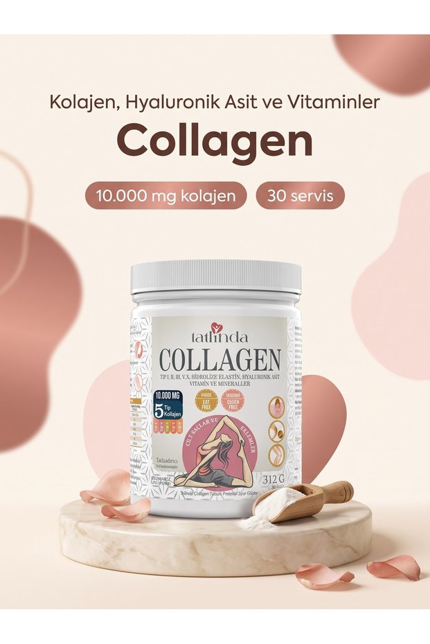 Collagen-Collagen Peptides Containing 100% Pure and Natural Hydrolyzed Types 1, 2, 3, 5, 10 5 Vitamins 2 Minerals -312G 30 Servings