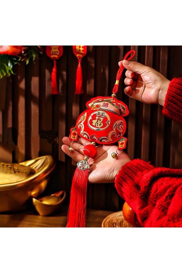 Lucky Bag Chinese-Style Red Hanging Decorations for Festive Holidays, Wall, Window, and Porch Hangin