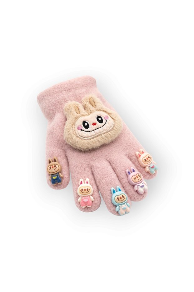 Unisex Children's Finger-Tip Cute 3D Figured Plush Knitted Lycra Gloves | 3-8 Years Old Flexible and Warm Winter Clothing