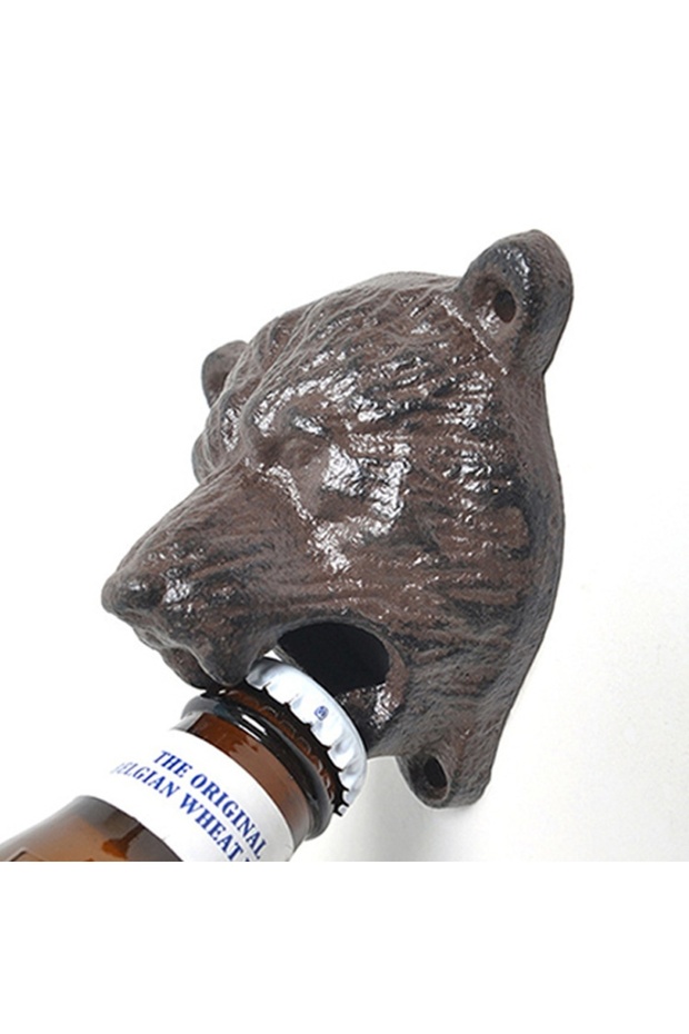 Brown Creative Cast Iron Bear Head Bottle Opener Wall Beer Open Bottle Bar Restaurant Fixed Wall Ope