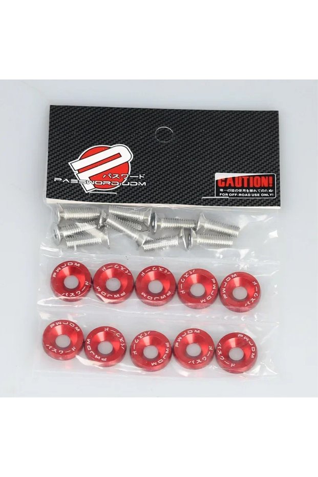red 10Pcs/Pack M6 Spacer Screw Set Aluminum Fender Washers and Bolt License Plate Frame Washer Bolts