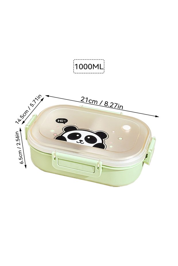 3 Green Portable Plastic Lunch Box With Detachable 3-Compartments Cute Divided Foo
