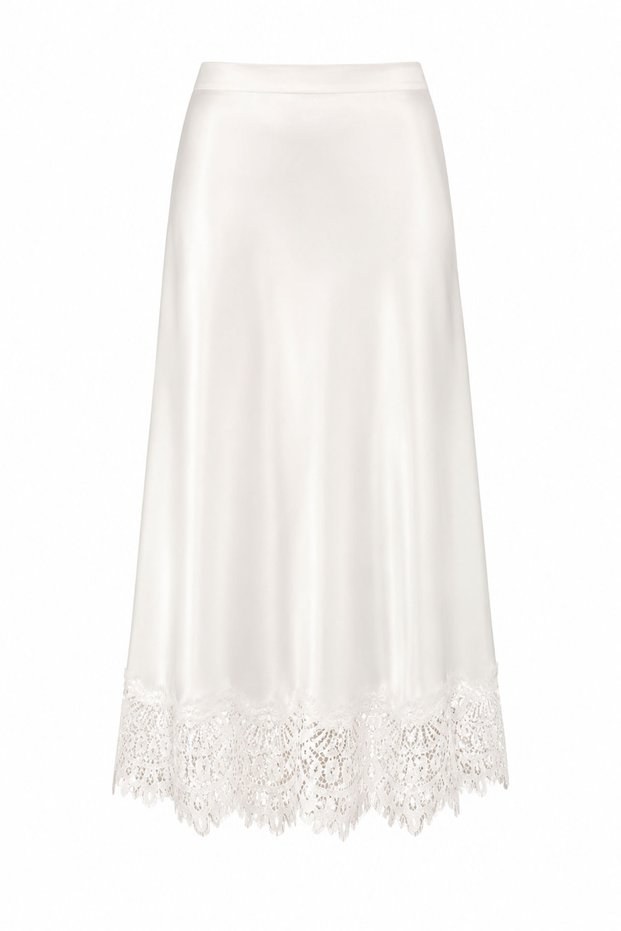 Satin Skirt with Lace Hem