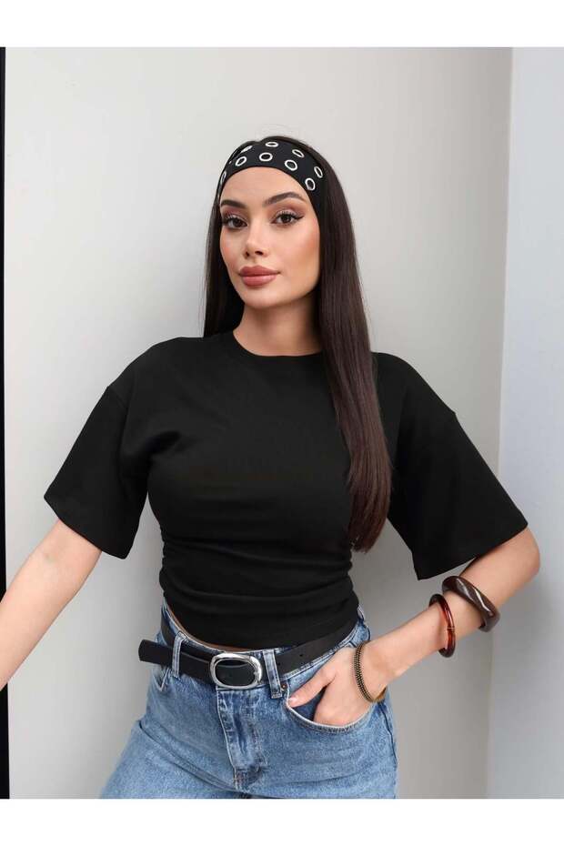 Side Gathered Crop Tshirt