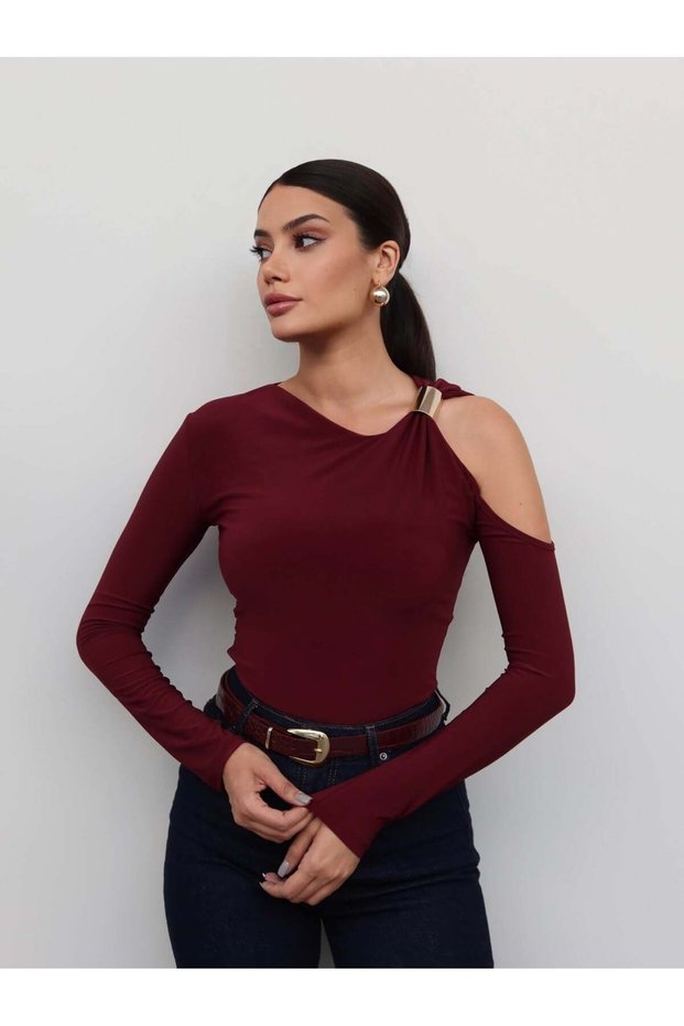 Metal Detailed Asymmetrical Blouse E.H Collection