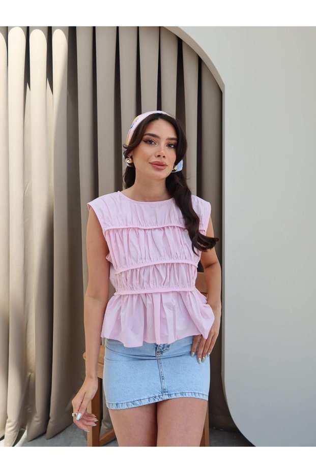 Pink Gather Detail Blouse