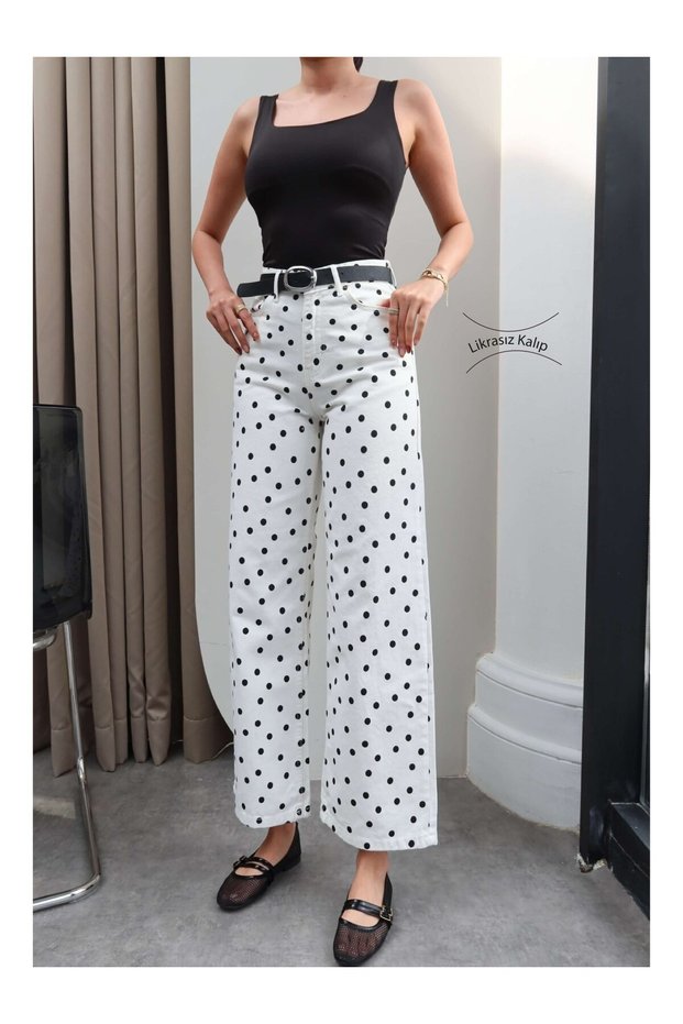 Polka Dot Wide Leg Jeans