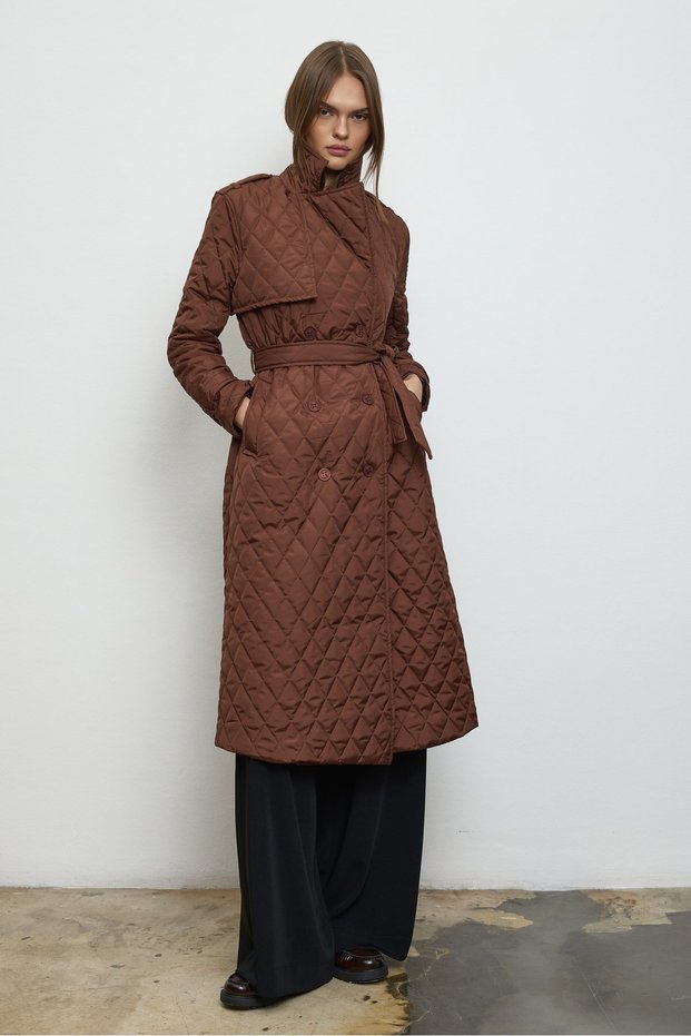 Valora Quilted Coat Brown