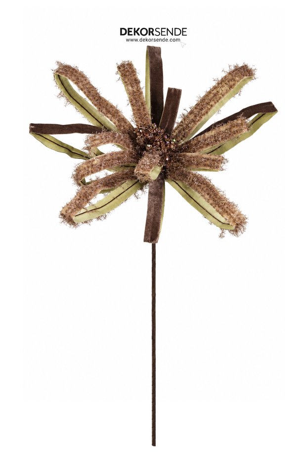 New Year's Ponsetya Pique Ribbon Flower Woolen Brown 60 cm