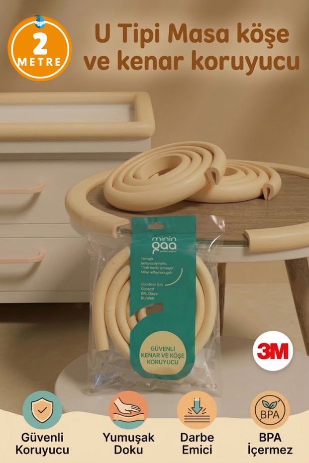 Non-Leaving Marks Cream Color Thick Edge Corner Protection 2 Mt Baby Kids Table Coffee Table Edge Corner Edge Protection