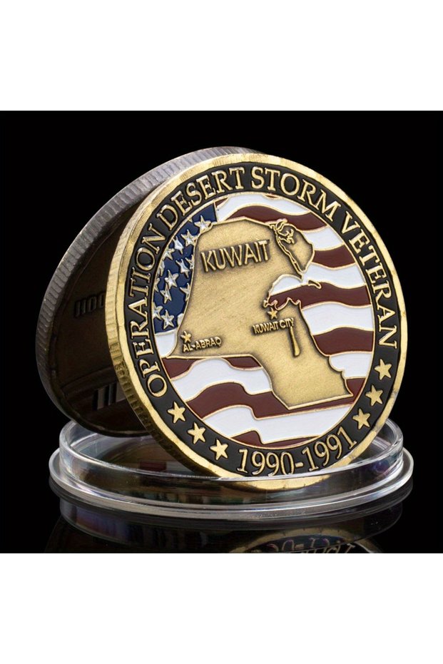 VariantValue 1990-1991 United States Operation Desert Storm Veteran Souvenir Coin Gold Plated Kuwait