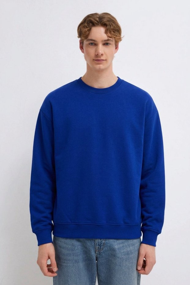 Men's 3 Thread Organic Trend Blue Sweatshirt