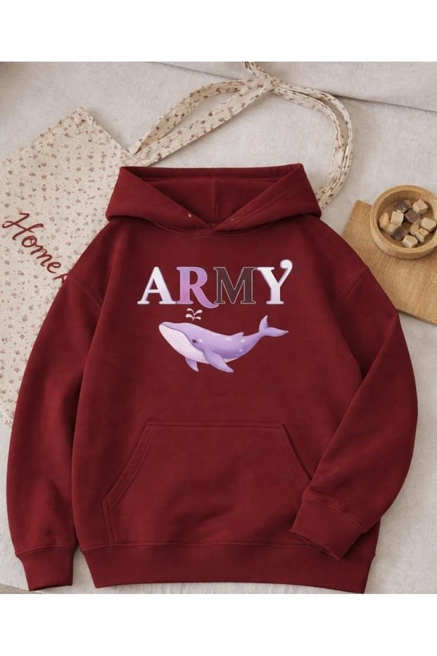 Army Printed Cotton 3 Thread Threaded Oversize Sweatshirt