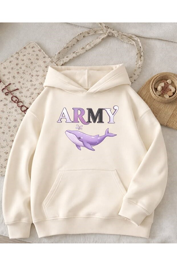 Army Printed Cotton 3 Thread Threaded Oversize Sweatshirt