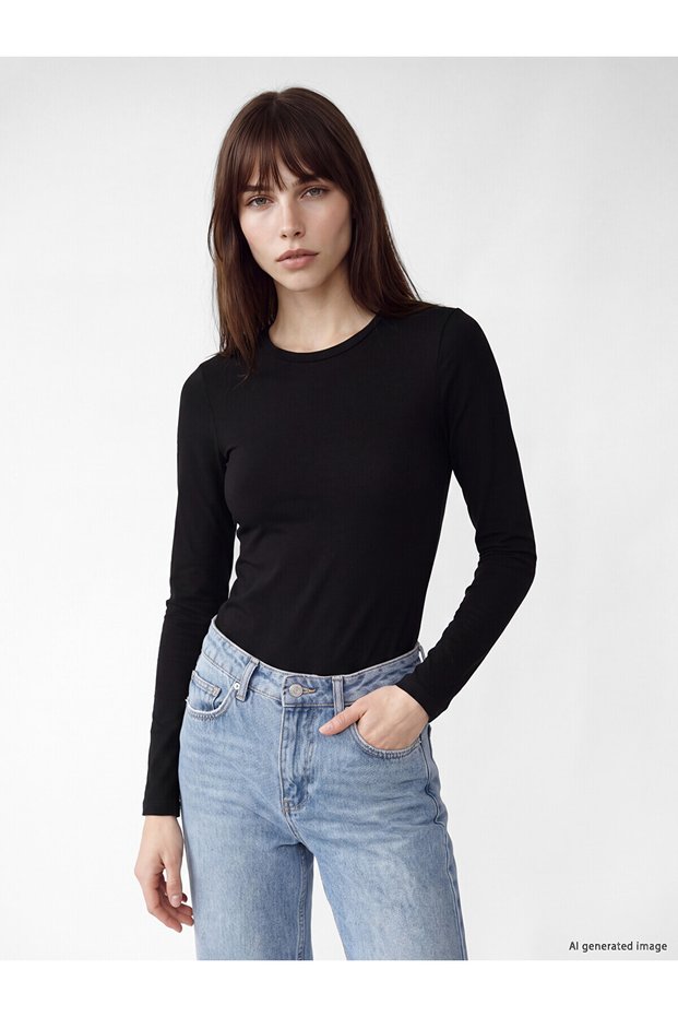 Peak New Season Black Crew Neck Women's Bodysuit