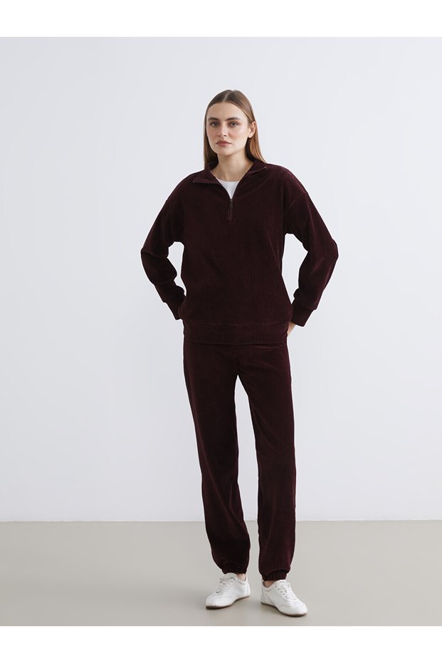 Alita City Farkıyla Lcw Everyday Plum Women's Velvet Jogger Sweatpants