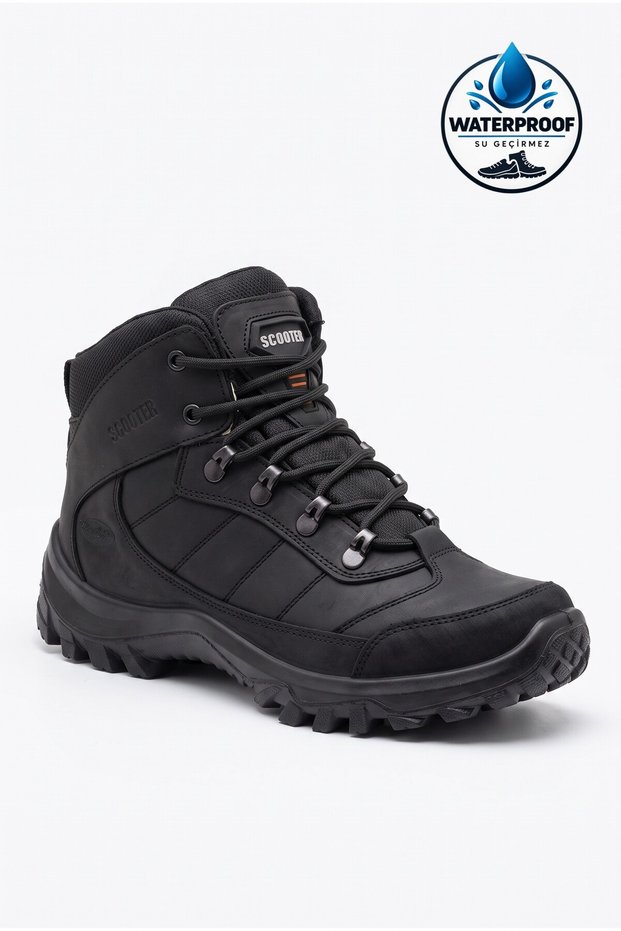 9131 Men's Genuine Leather Trekking Waterproof Winter Boots - Non-Slip Orthopedic Sole Winter Mountain Hiking Boots