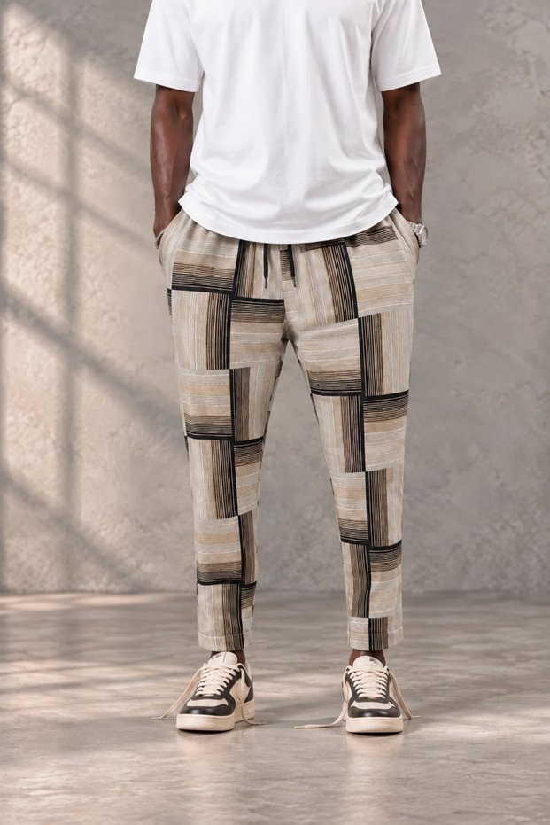 Patterned Trousers with Elastic Waist