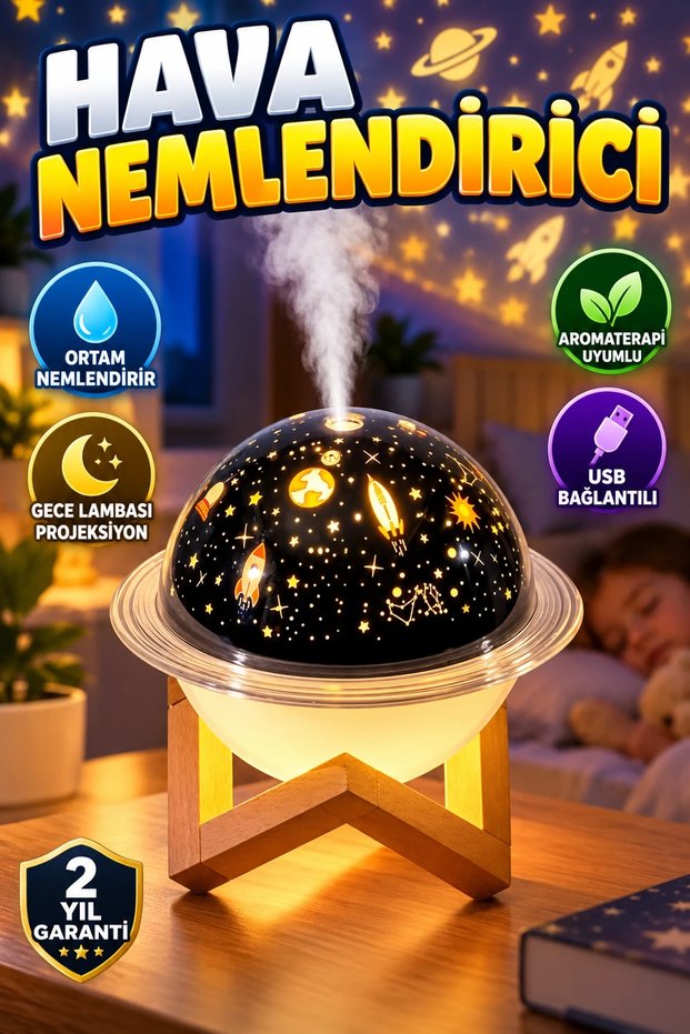 Projection Air Humidifier Aromatherapy Night Light with USB Connection