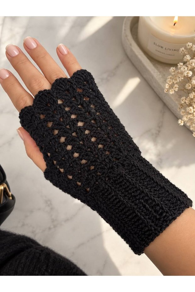 Fingerless Cutout Half Finger Gloves Winter Women