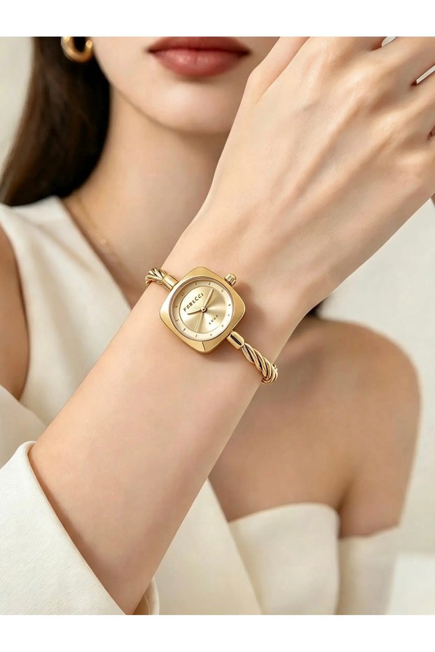Ferrucci̇-(Gold Color) Bracelet-Like Minimal Case Women's Wristwatch