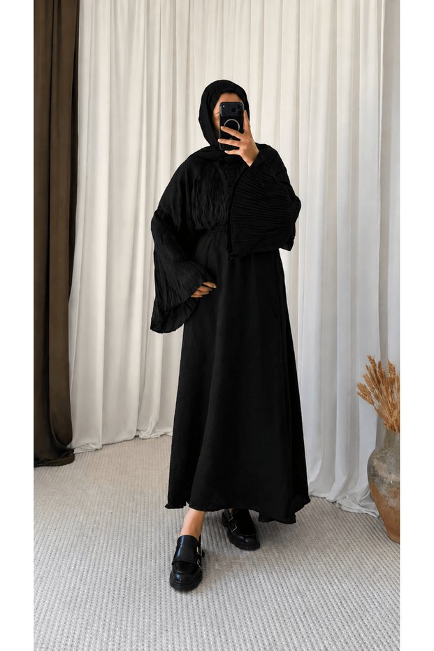 Piliseli Spanish Sleeve Oversize Skirt Suit - 3856 - Black