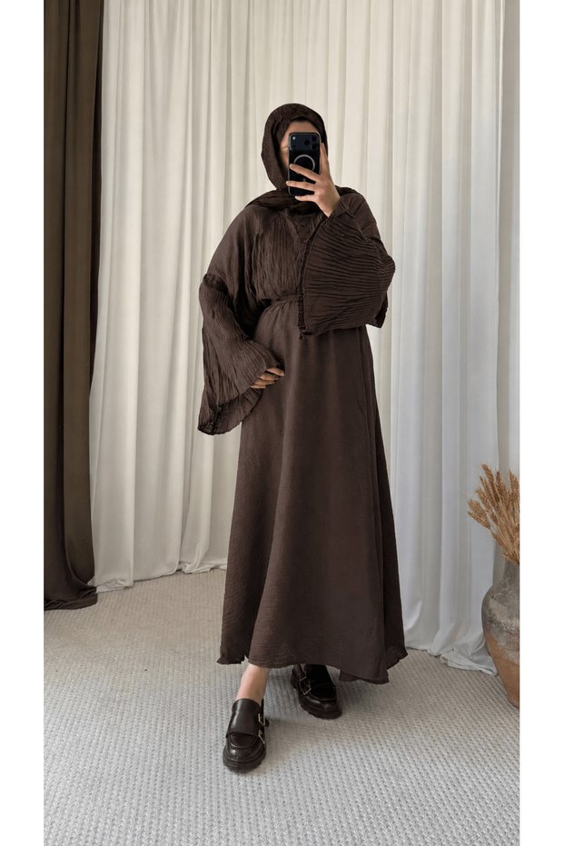 Piliseli Spanish Sleeve Oversized Skirt Suit - 3856 - Bitter Brown