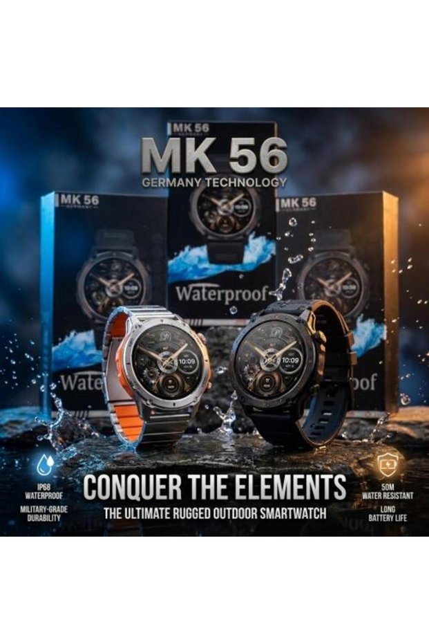 ساعة ذكية متعددة الوظائف مقاومة للماء MK-56 - مجموعة 3 في 1