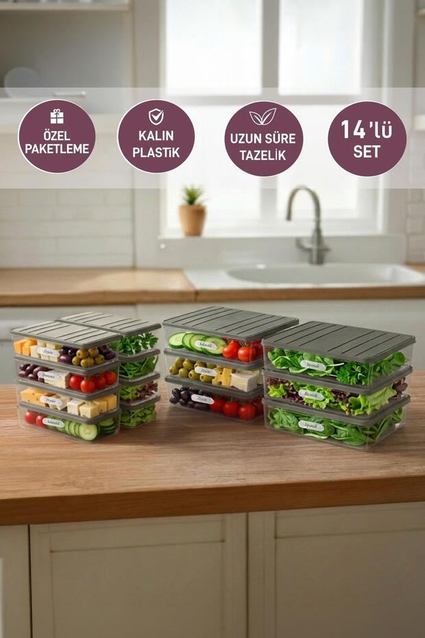 Nora Winter Icebox Preparation Set – 14 Pieces (6 Pieces 2.25 Lt. + 8 Pieces 1 Lt.)