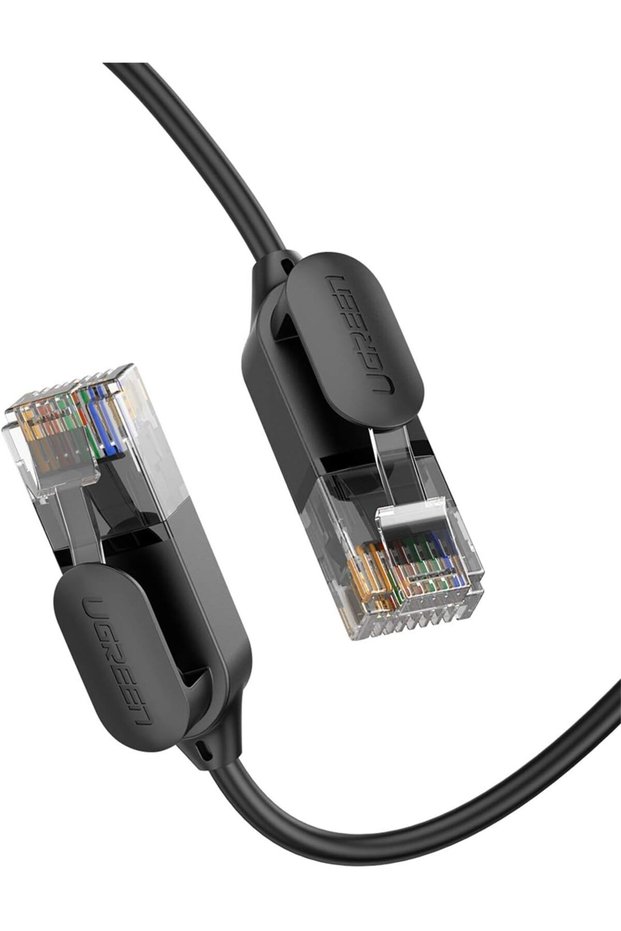 كابل إيثرنت نحاسي نقي نحيف من فئة Cat6A، بطول 5 متر، أسود اللون