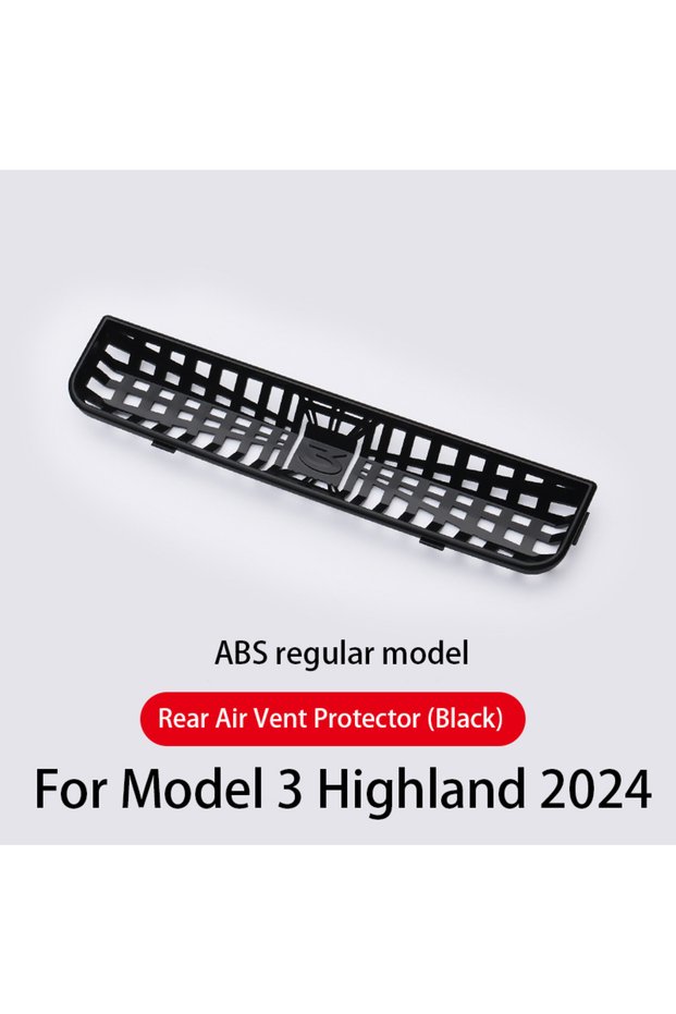 ABS Black For Tesla Model 3 Highland 2024 Rear Air Vent Cover Center Console Armrest Box Back Condit