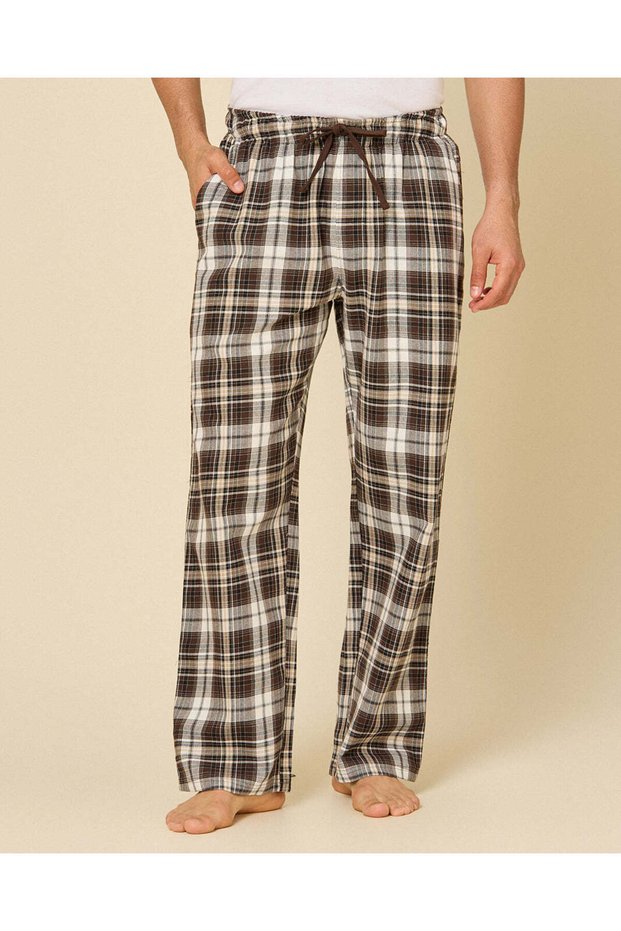 Men Black and Cream Check Pyjama Pants