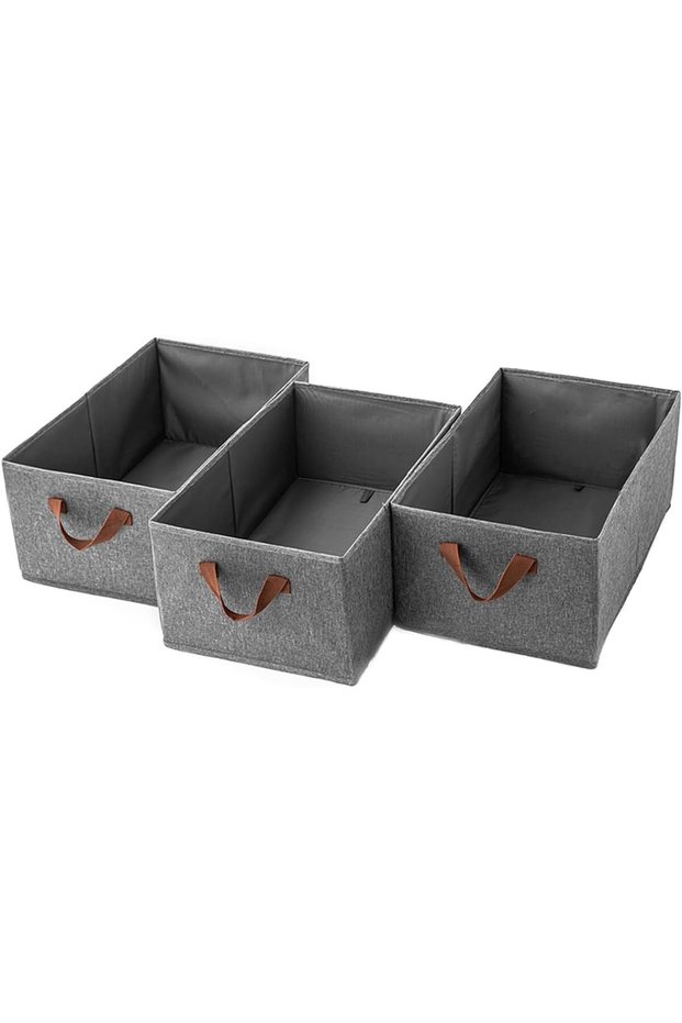 Stackable Storage Bins Closet Organizers And Storage System, 3 Pcs Foldable Storage Boxes Shelf Orga