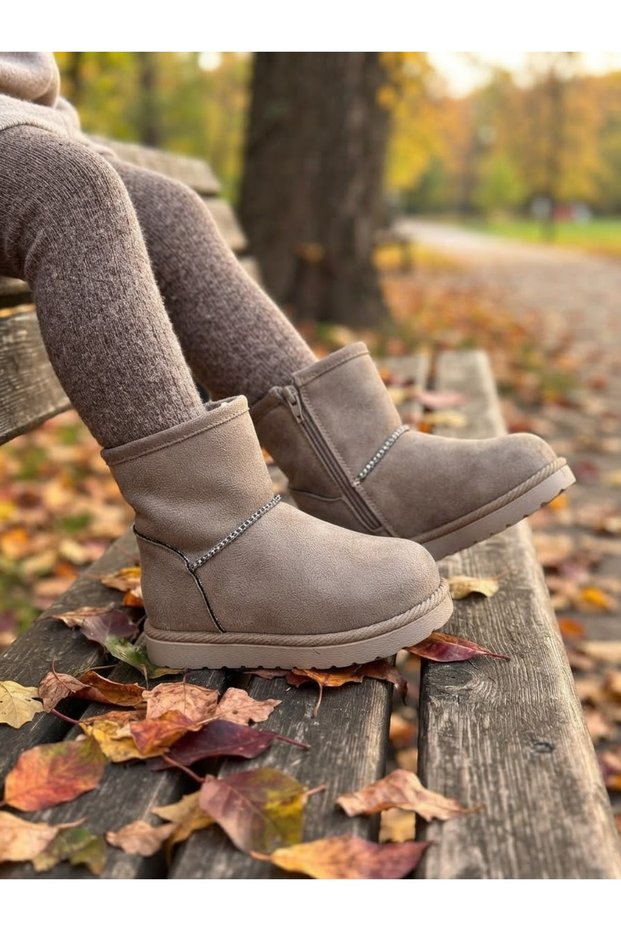 Suede Leather Mini Ug Boots Warm Stylish Winter Plush Lined Daily Unisex Children's Boots