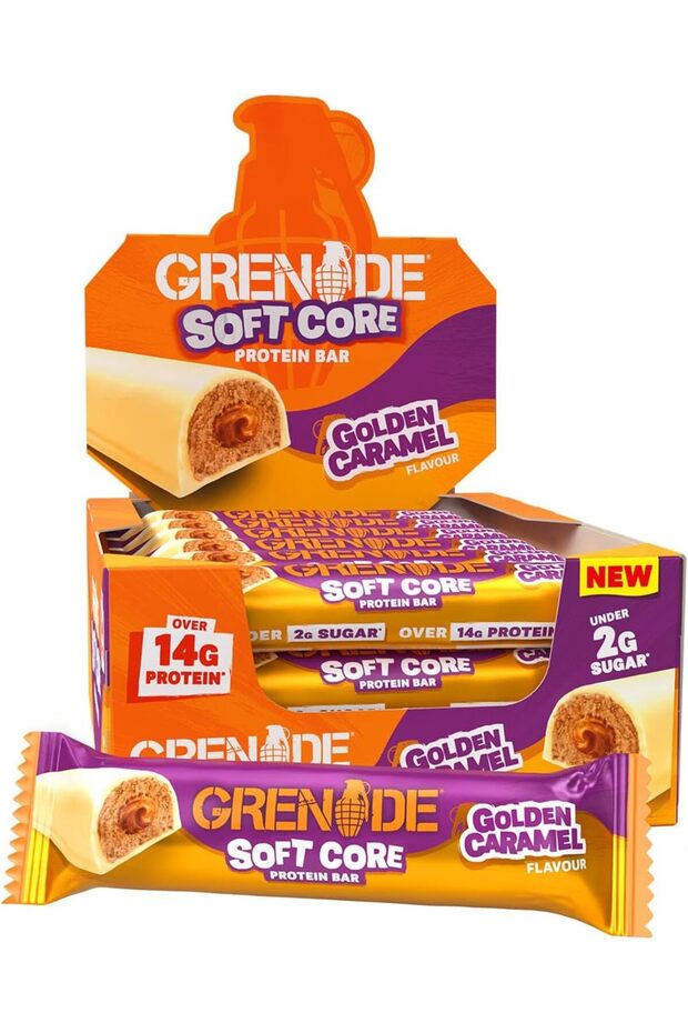 Soft Core Golden Caramel Flavour Protein Bar, 12 x 50 g