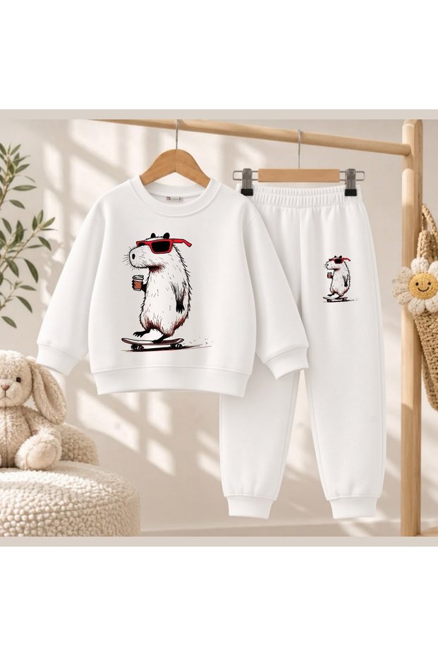 Team Sweatshirt Hedgehog Printed Girls' Boys' Crew Neck
