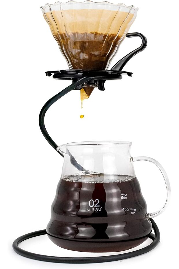 طقم قهوة V60 | فلتر V60 لصنع القهوة بالتنقيط، أداة تحضير القهوة مع حامل للاستخدام المنزلي والمطبخ