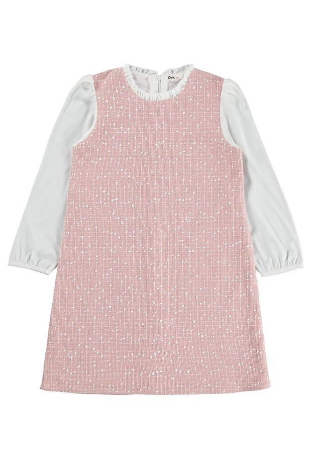 Shirted Tweed Dress for 6-9 Years - Pink