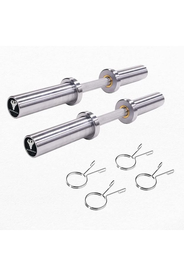 Olympic Dumbbell Handles, Pair of 20-Inch Bars, 4 kg Each, with 4 Clip Locks