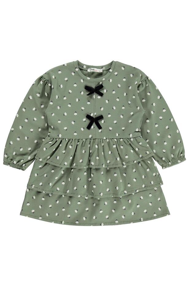 Floral Printed 2-5 Years Old Jile and Dress - Khaki