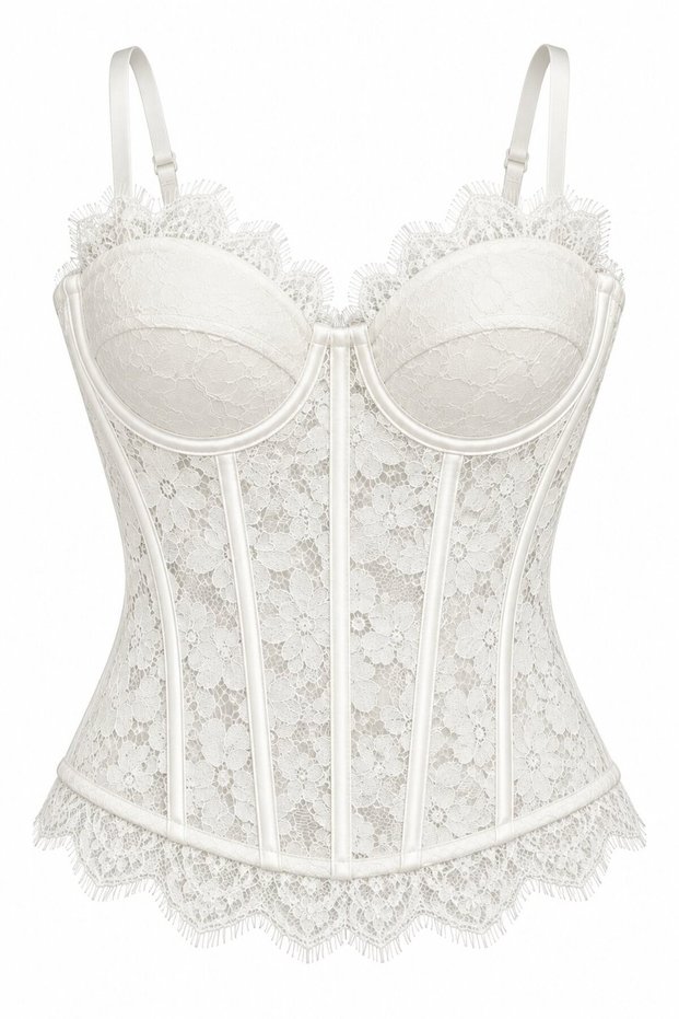 White Lace Underwire Bustier - 1290