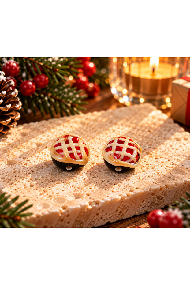 Handmade Murano Glass Apple Pie Beads (2 Pieces)