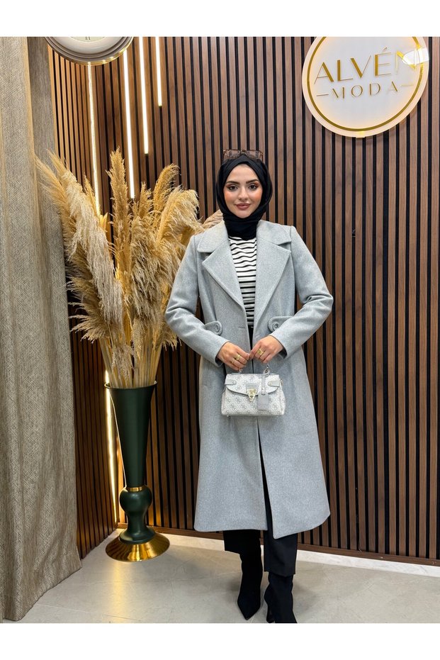 Nelya Premium Lined Classic Coat | Gray