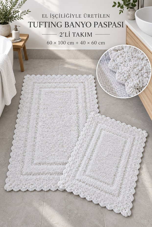 Bodrum Tufting Cotton Handmade Knitted 2-Piece Mat 110